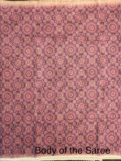Purple-Beige Dhara Chanderi Saree
