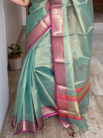 Sea Green Nimrit Tissue Saree
