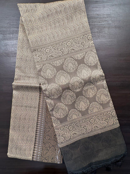 Grey-Black Fancy Tissue Saree