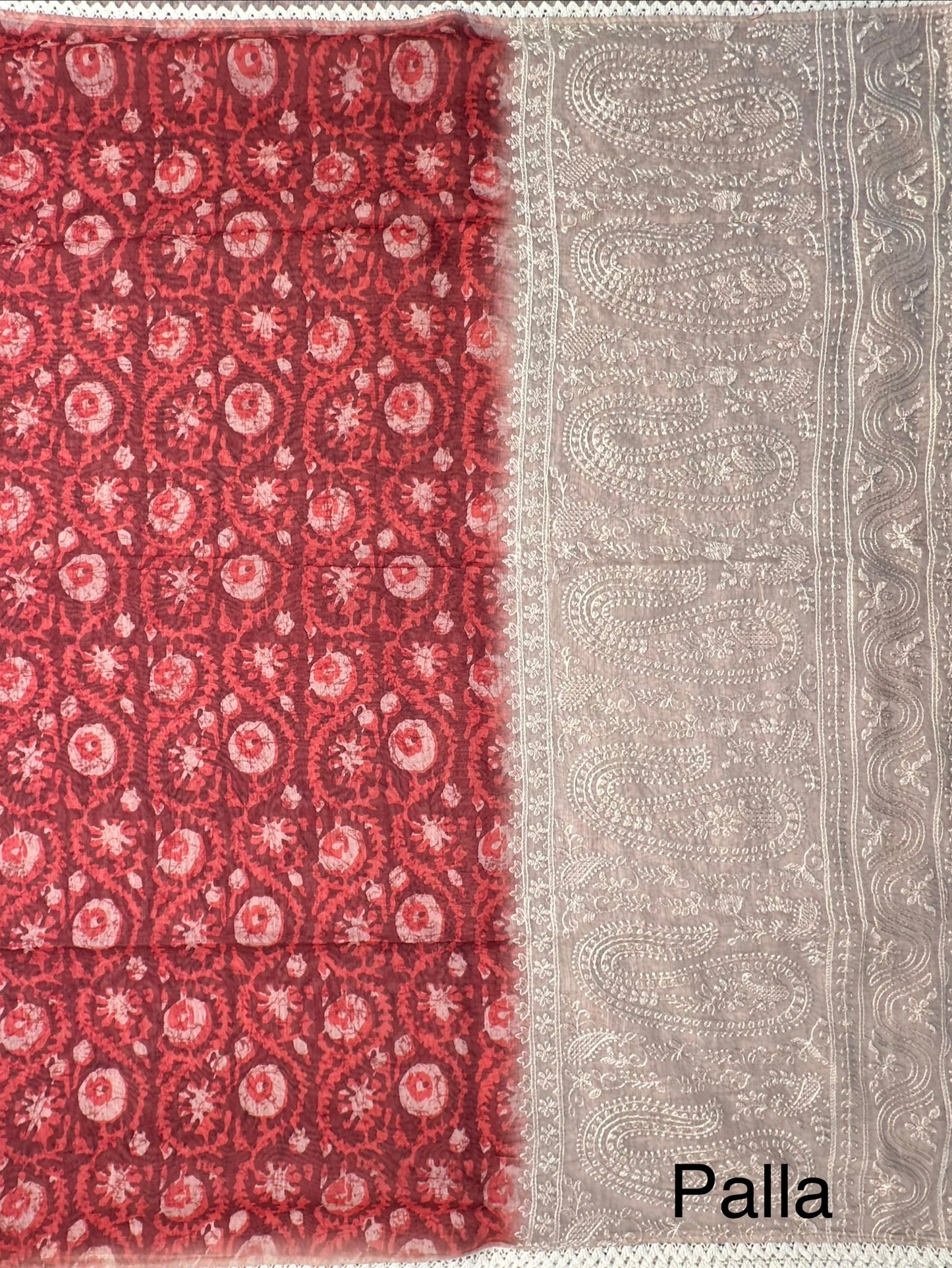 Red-Beige Dhara Chanderi Saree