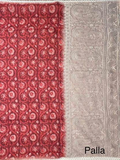 Red-Beige Dhara Chanderi Saree