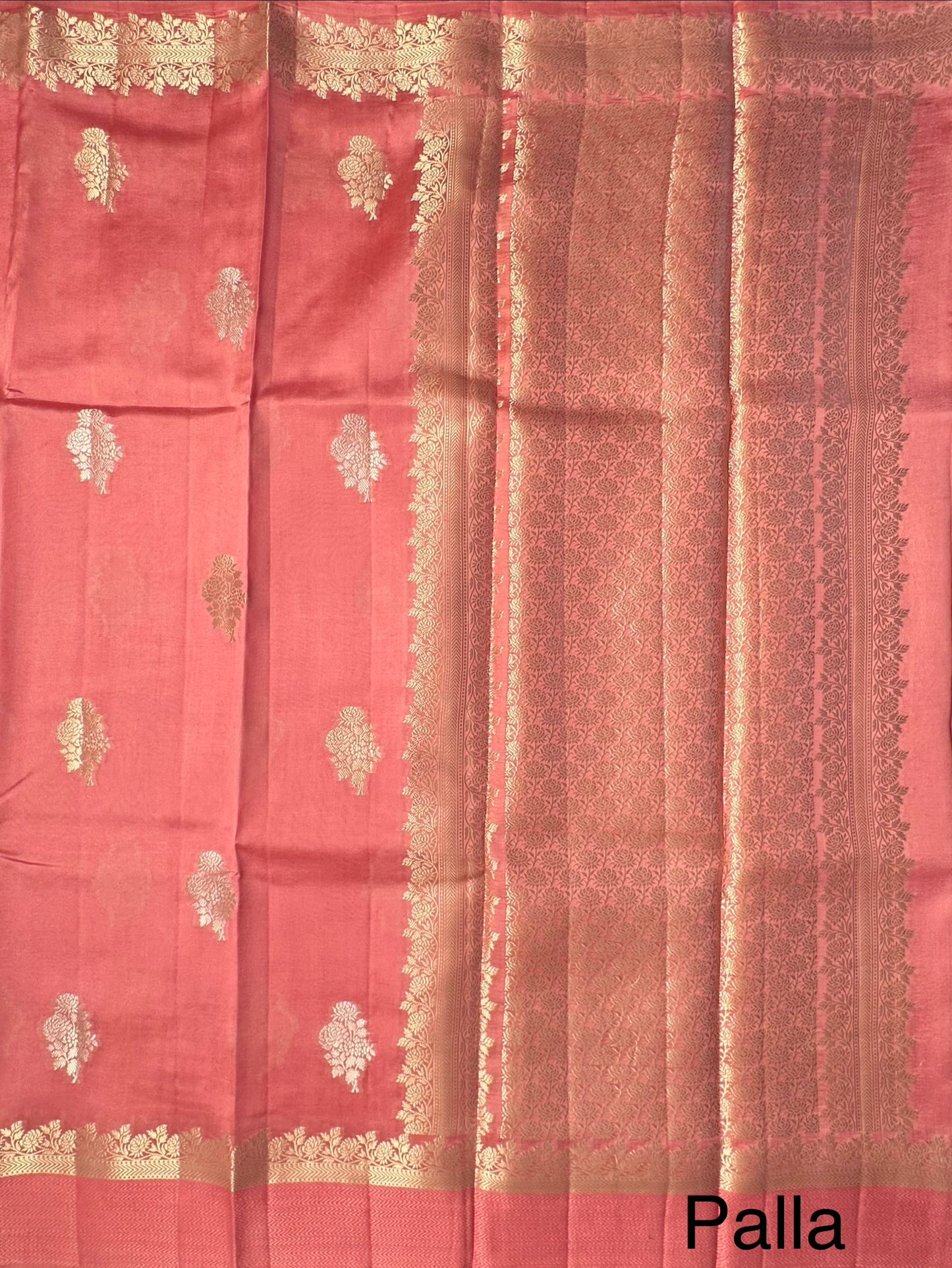 Coral Pink Vishakha Pure Silk Saree