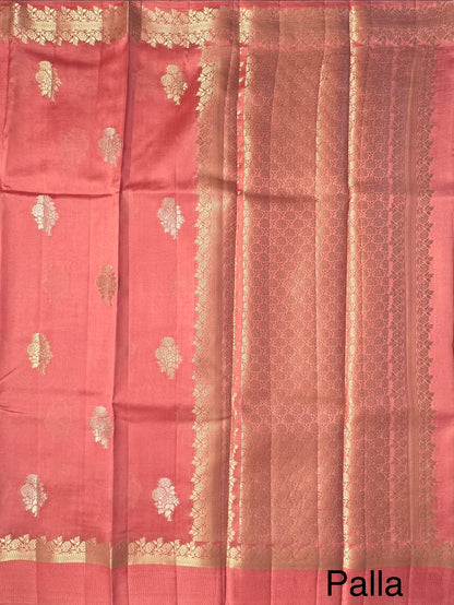 Coral Pink Vishakha Pure Silk Saree