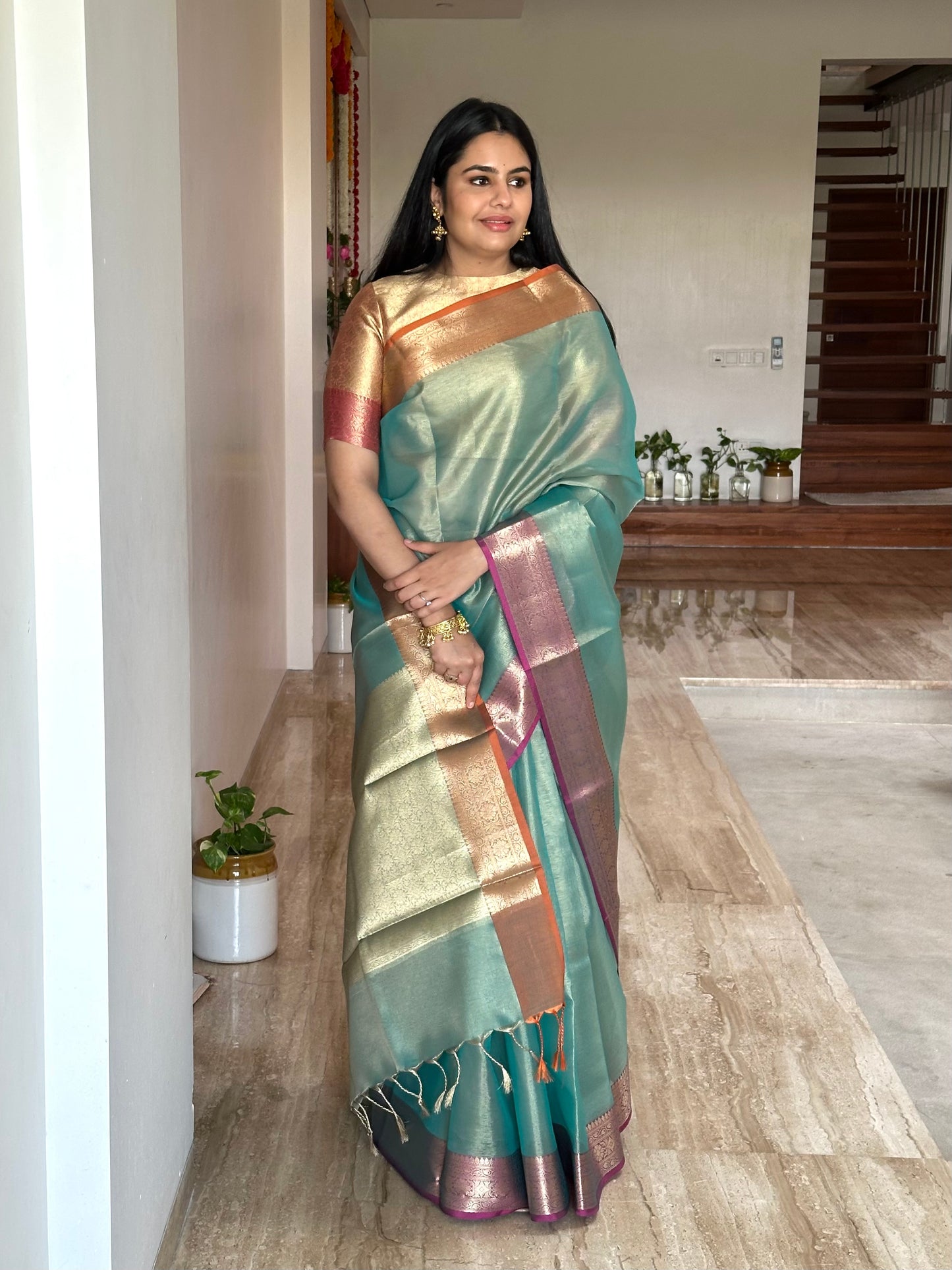 Sea Green Amrit Tissue Saree