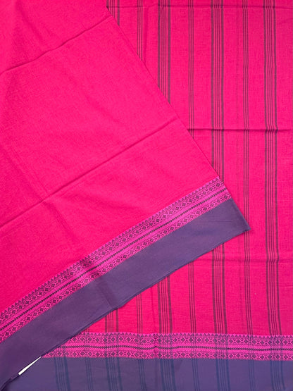 Magenta-Purple Piku Bengal Cotton Saree