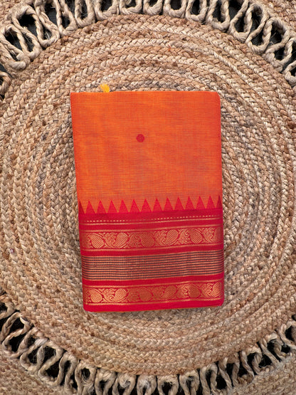 Orange Narayanpet Cotton Saree