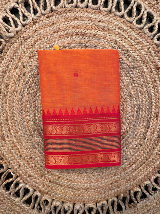 Orange Narayanpet Cotton Saree