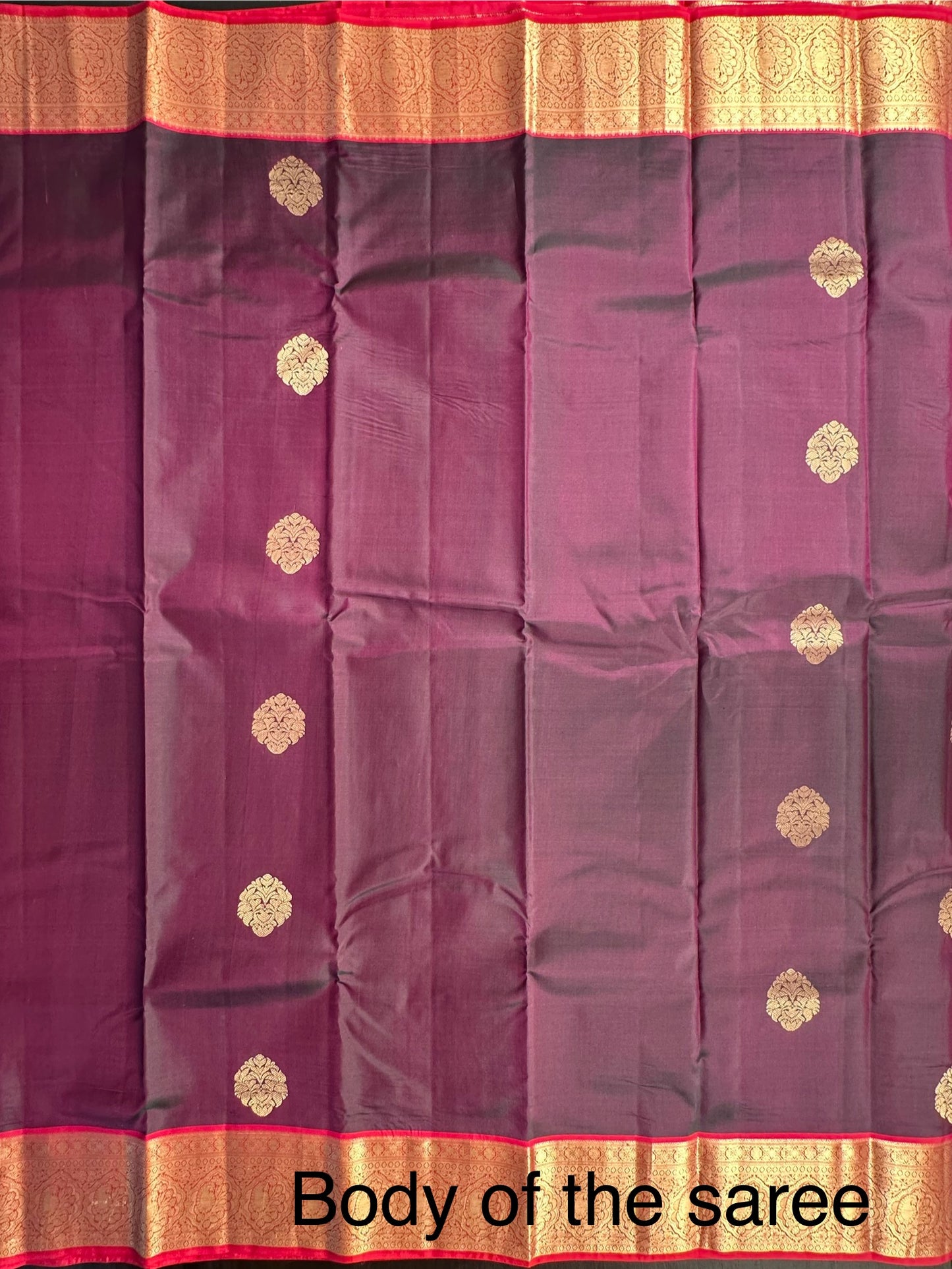 Wine Pondicherry Handloom Pure Silk Saree