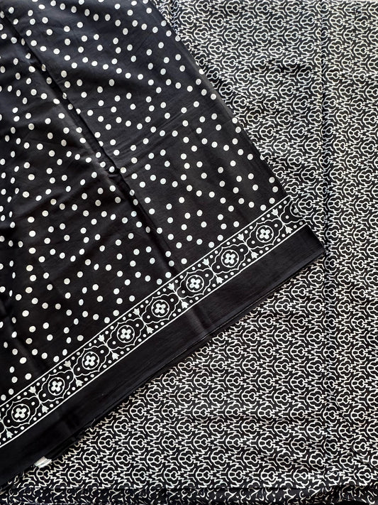 Black Jaipuri Mulmul Saree