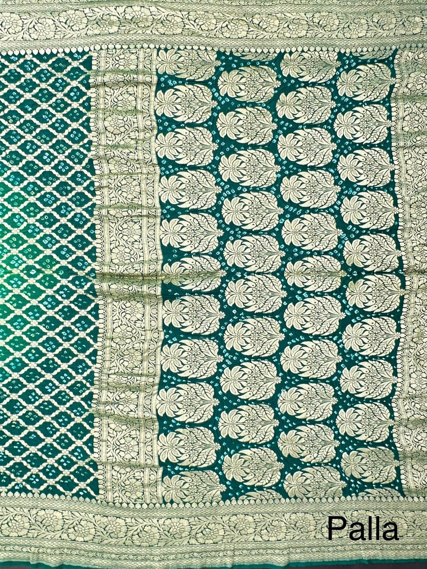 Green Gharchola Bandhej Pure Georgette Saree