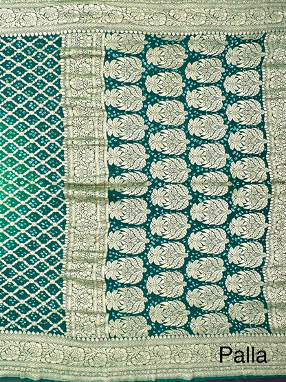 Green Gharchola Bandhej Pure Georgette Saree