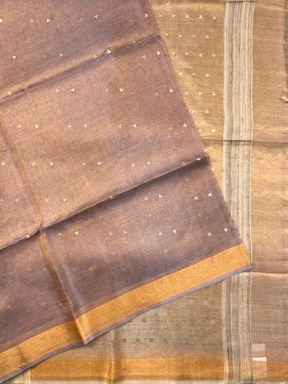 Purple-Gold Pure Tissue Silk Saree