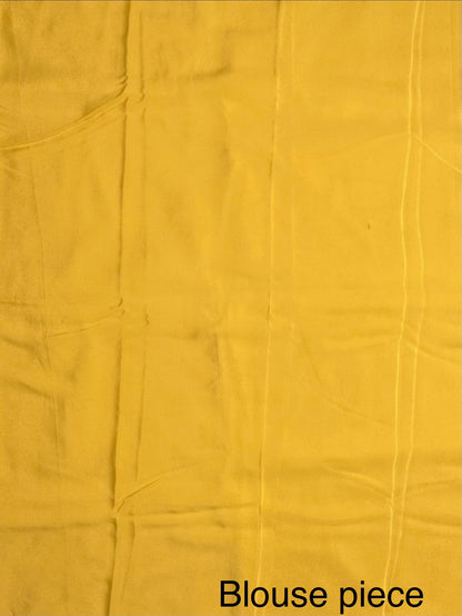 Yellow Floral Print Chiffon Saree