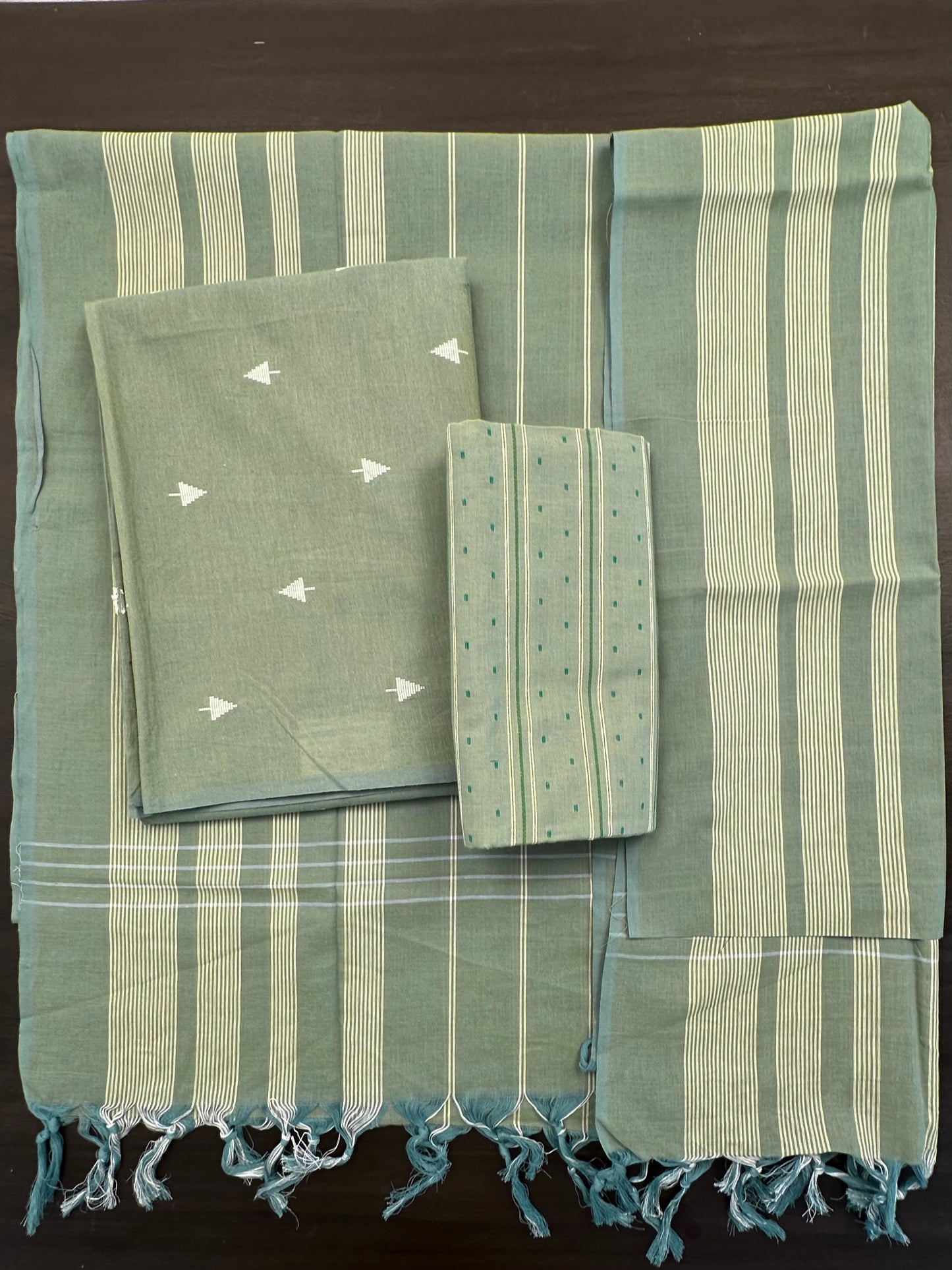 Green Unstitched South Cotton Suit