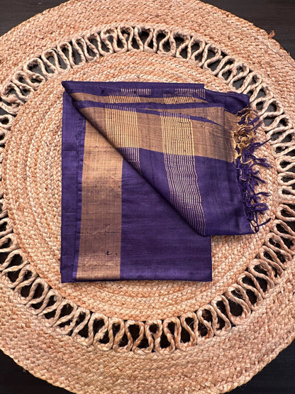 Purple Pure Tussar Silk Saree