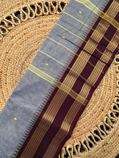 Grey Narayanpet Cotton Saree
