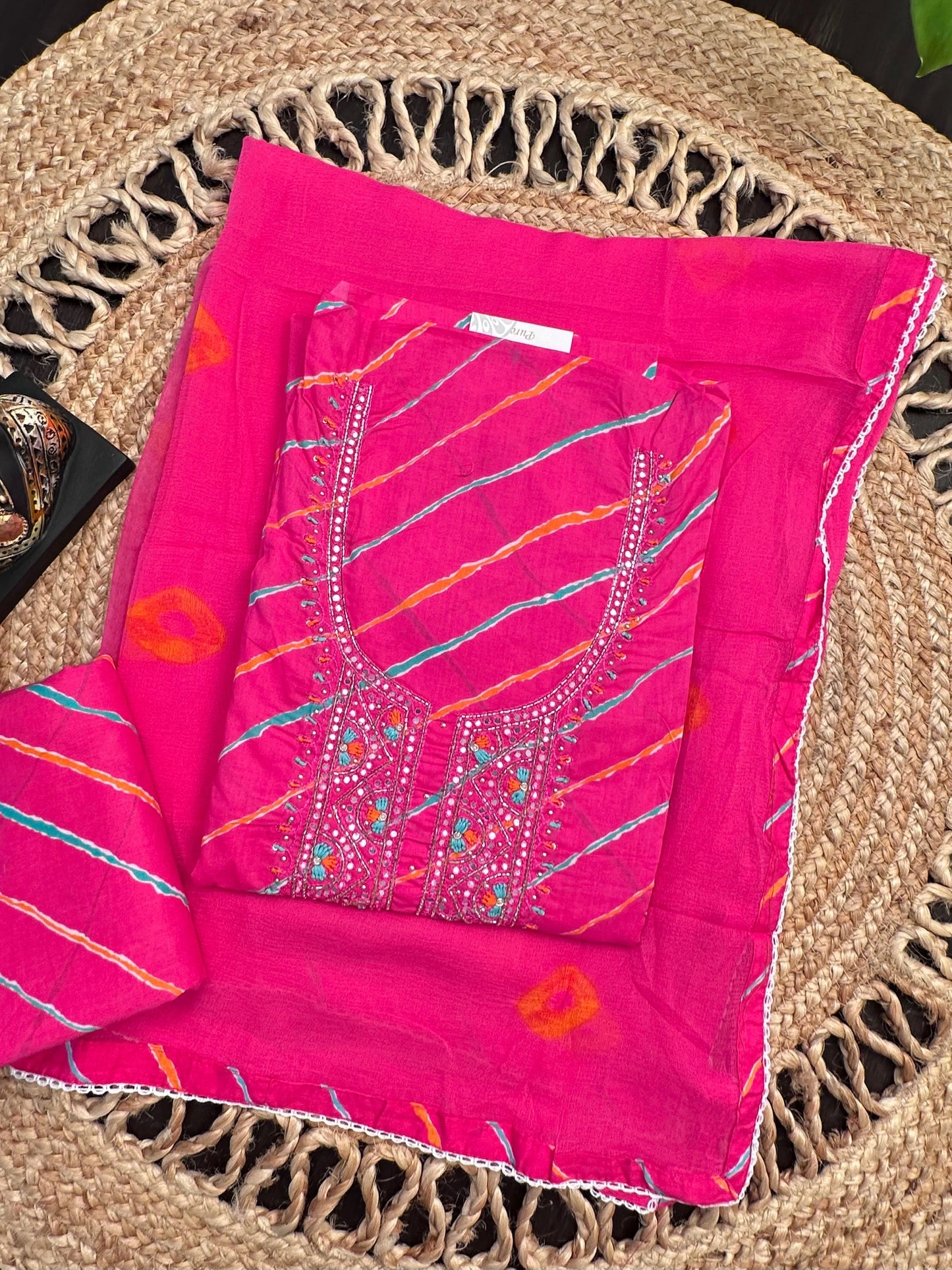 Rani Leheriya Cotton 3-Piece Suit