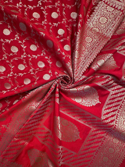 Red Banarasi Jaal Artificial Silk Saree