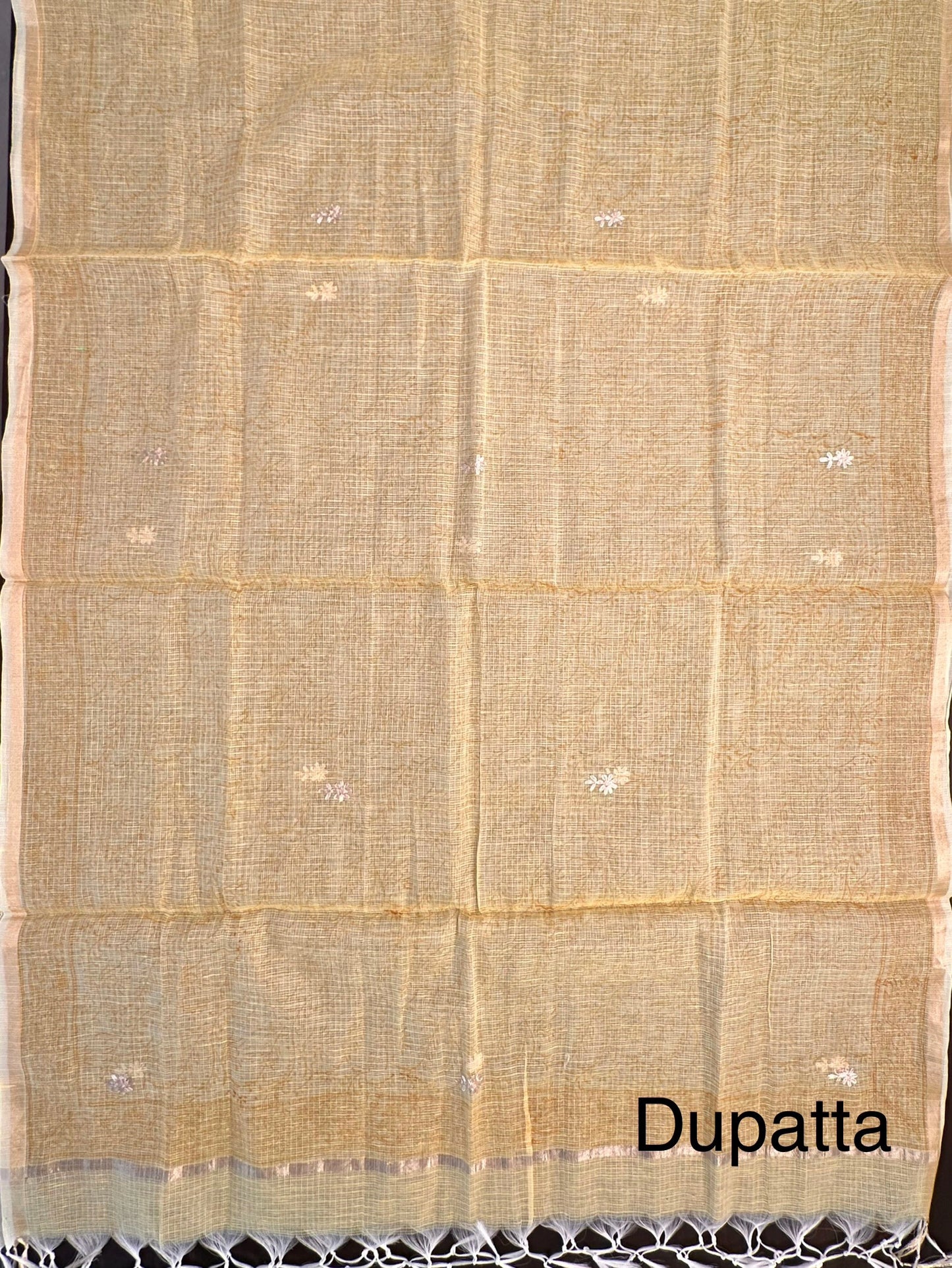 Yellow 4-Piece Kota Doria Cotton Unstitched Suit