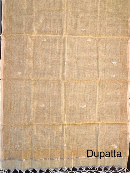 Yellow 4-Piece Kota Doria Cotton Unstitched Suit