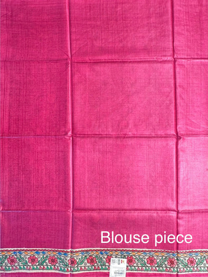 Rani Madhubani Art Pure Tussar Silk Saree
