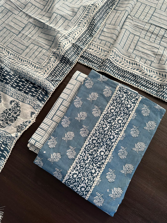 Grey Jaipuri Necktie Cotton 3-Piece Suit