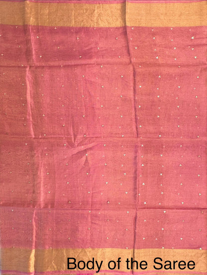 Rani Pink Pure Tissue Silk Saree