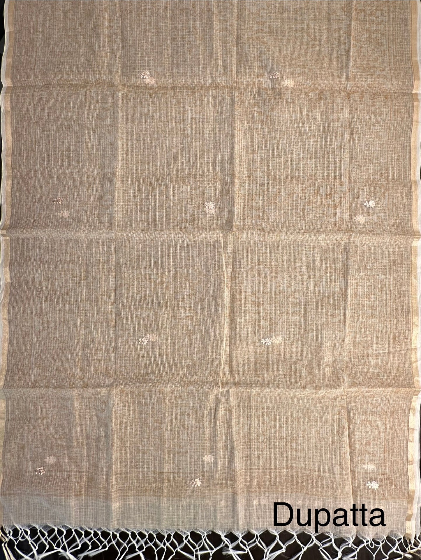 Beige  4-Piece Kota Doria Cotton Unstitched Suit