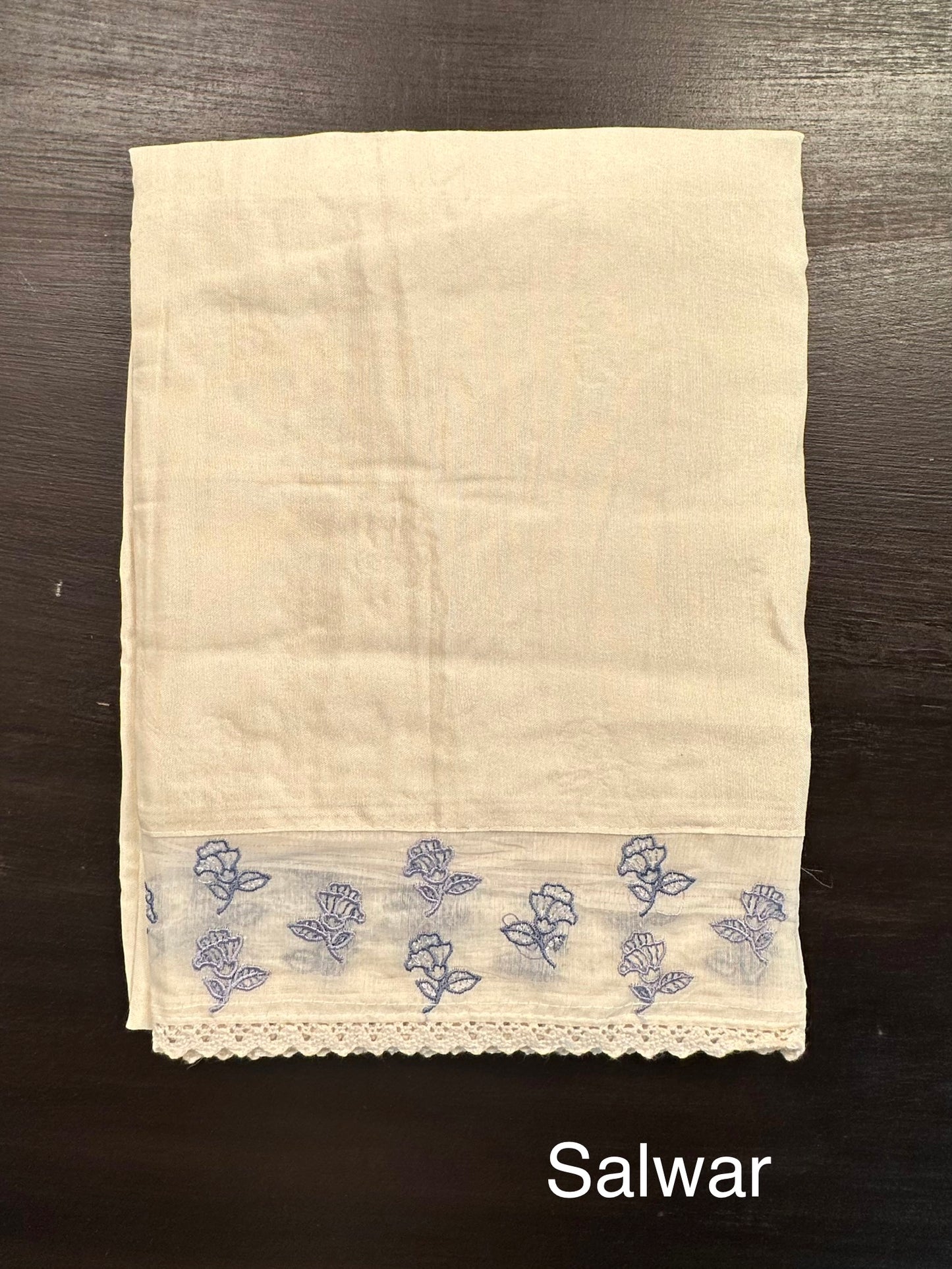 Off White-Blue Chanderi Suit