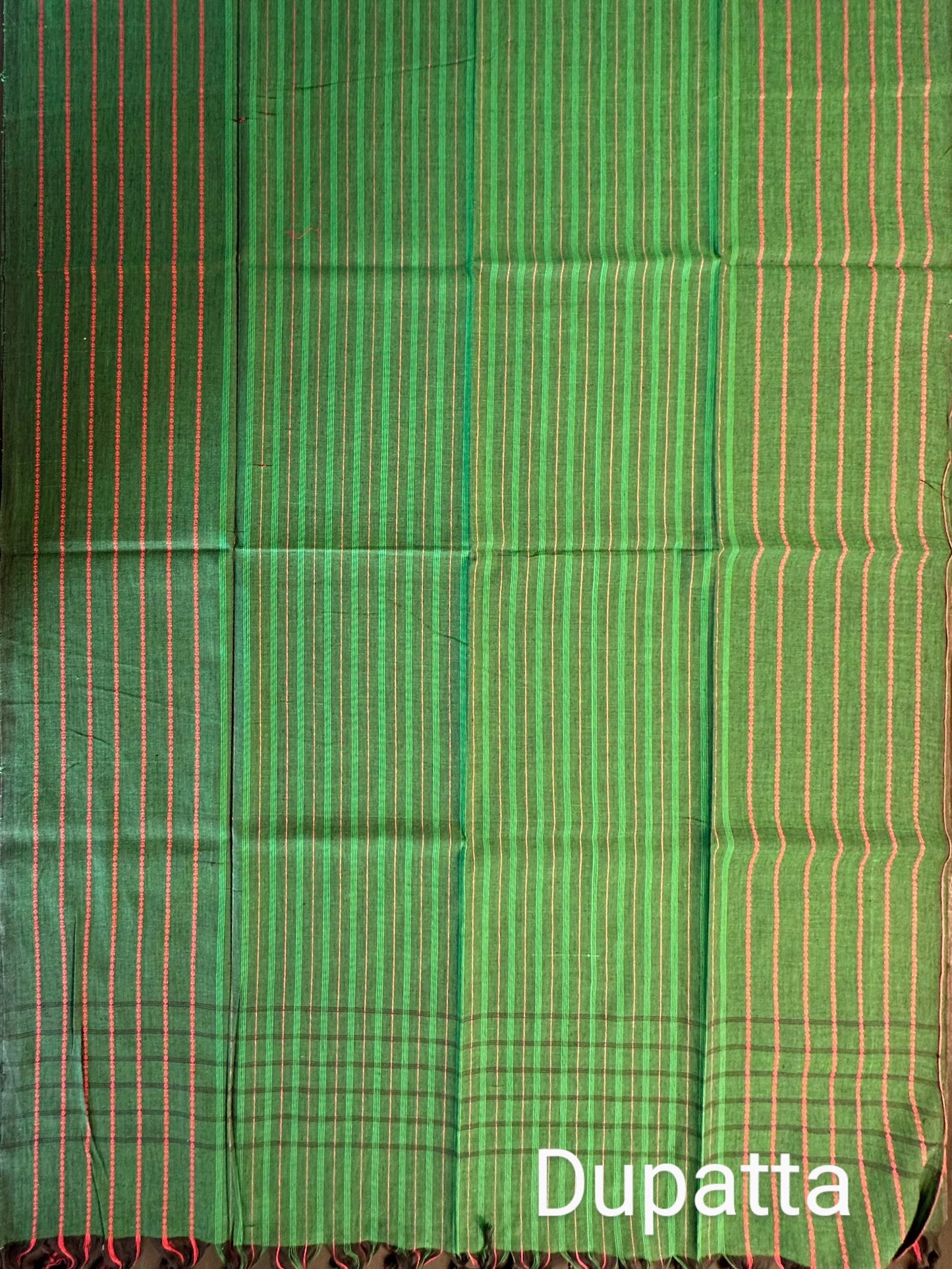 Bottle Green Checkered Handloom Cotton  Suit