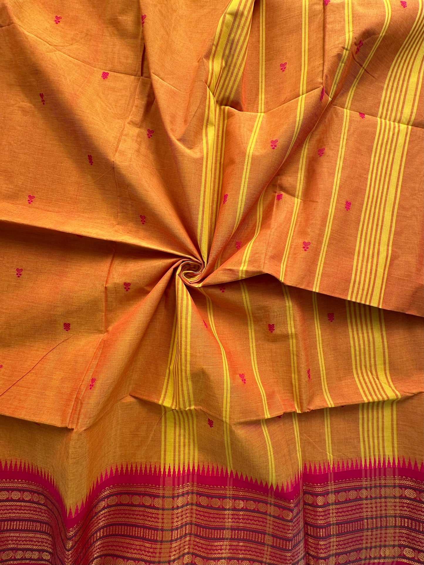 Mustard Narayanpet Cotton Saree