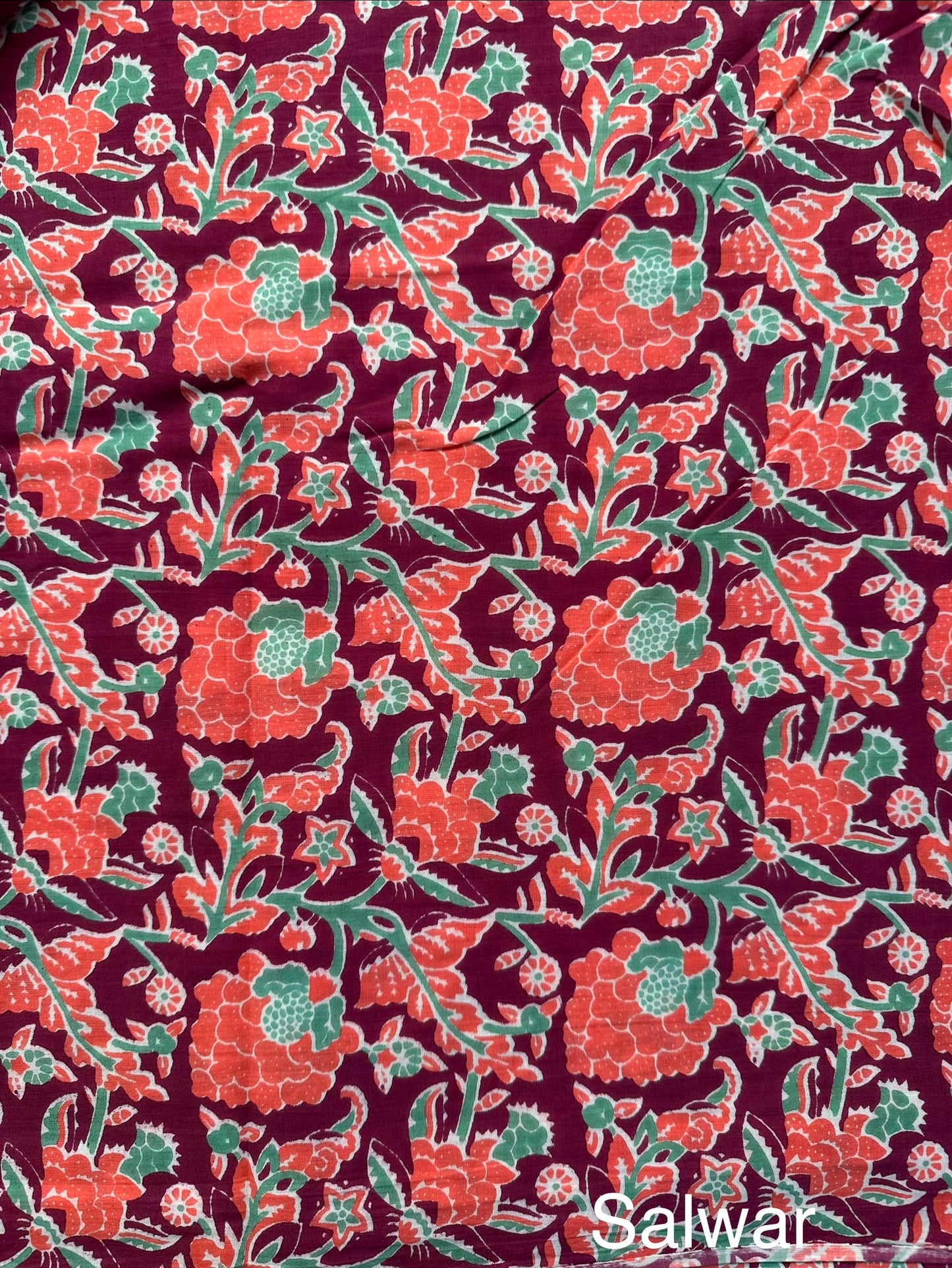 Magenta Block Printed Pure Cotton Suit