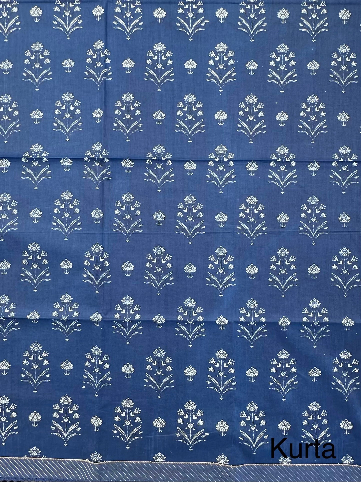 Navy Blue Jaipuri Cotton 3-Piece Suit