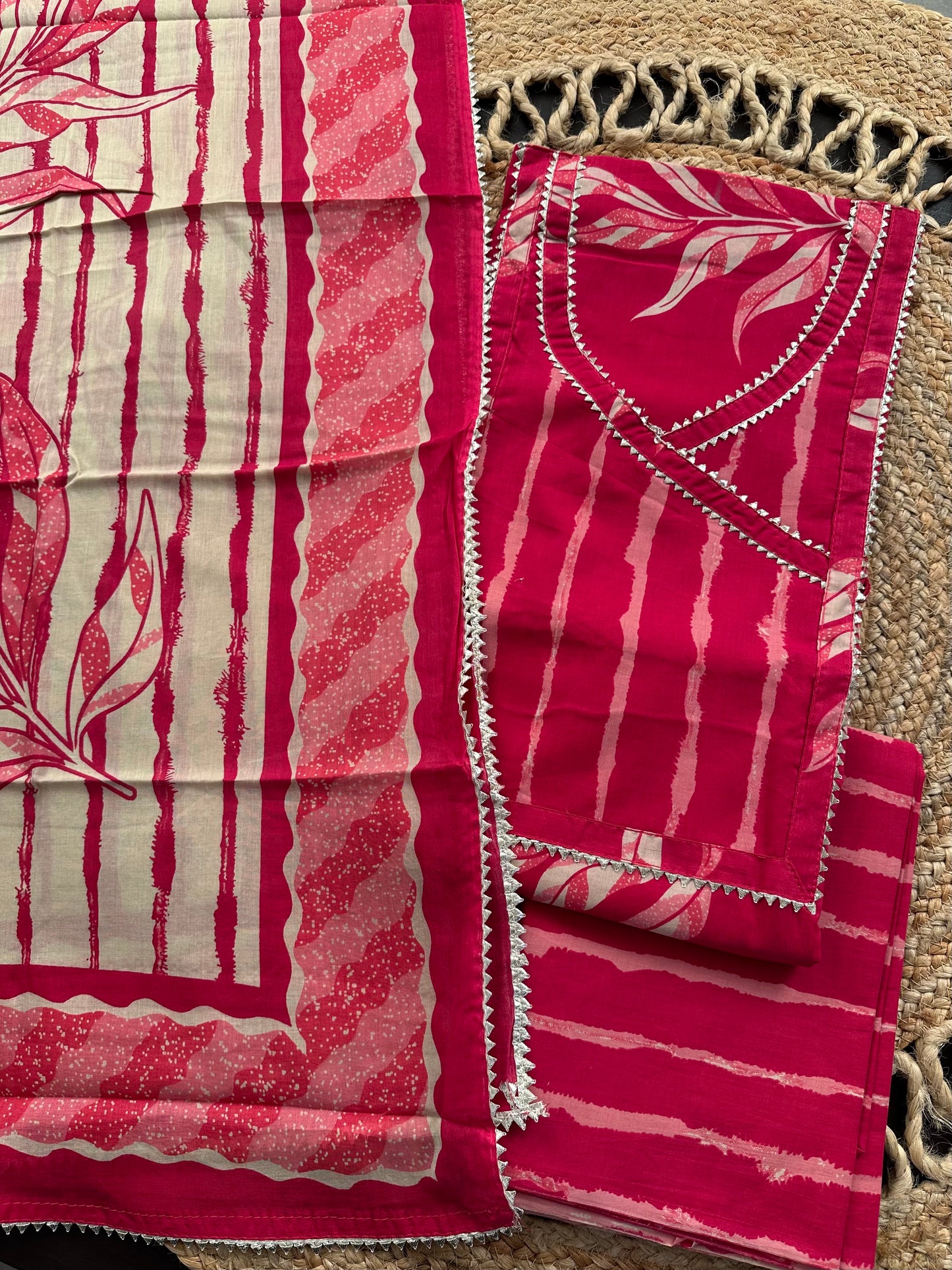 Rani Angrakha Printed Cotton 3-Piece Suit