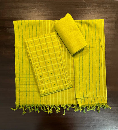 Mehndi Green Checkered Handloom Suit
