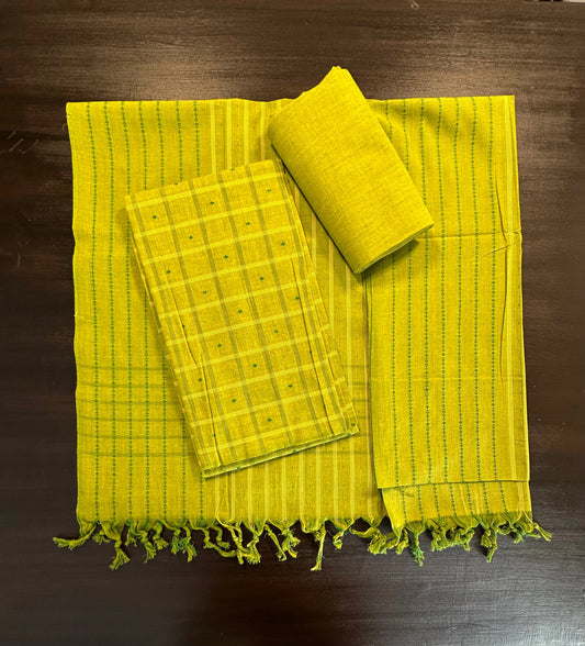 Mehndi Green Checkered Handloom Suit