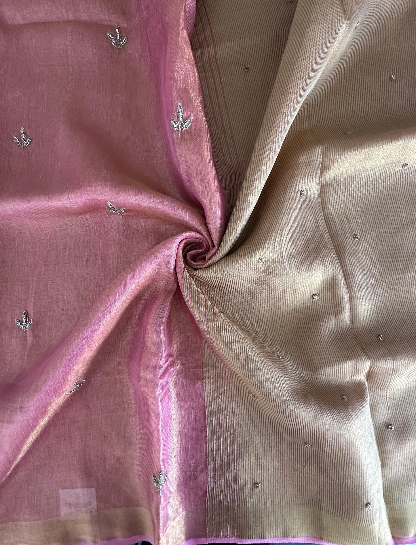 Pink Linen Tissue Saree
