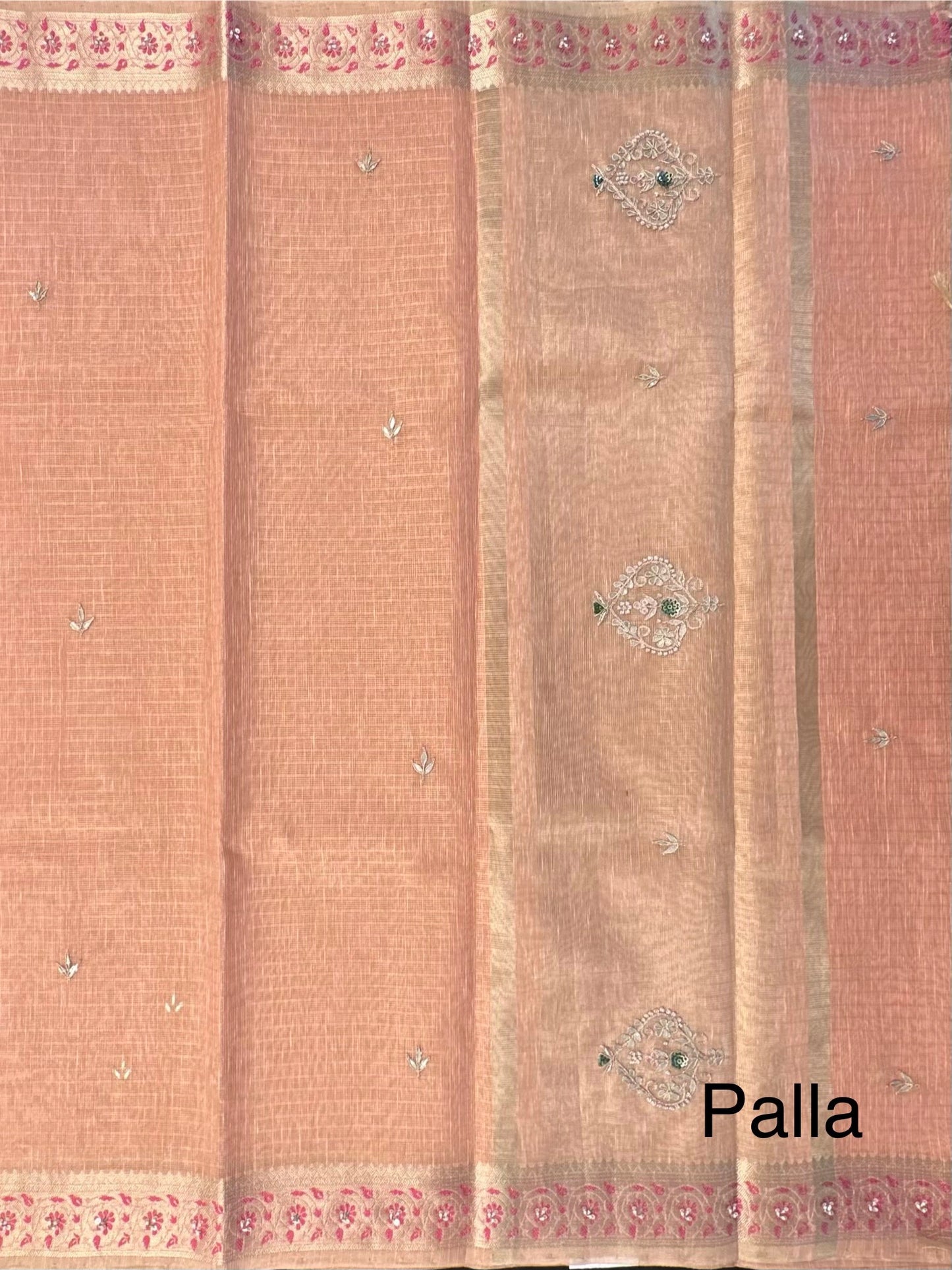 Peach Hand Work Fancy Tissue Saree