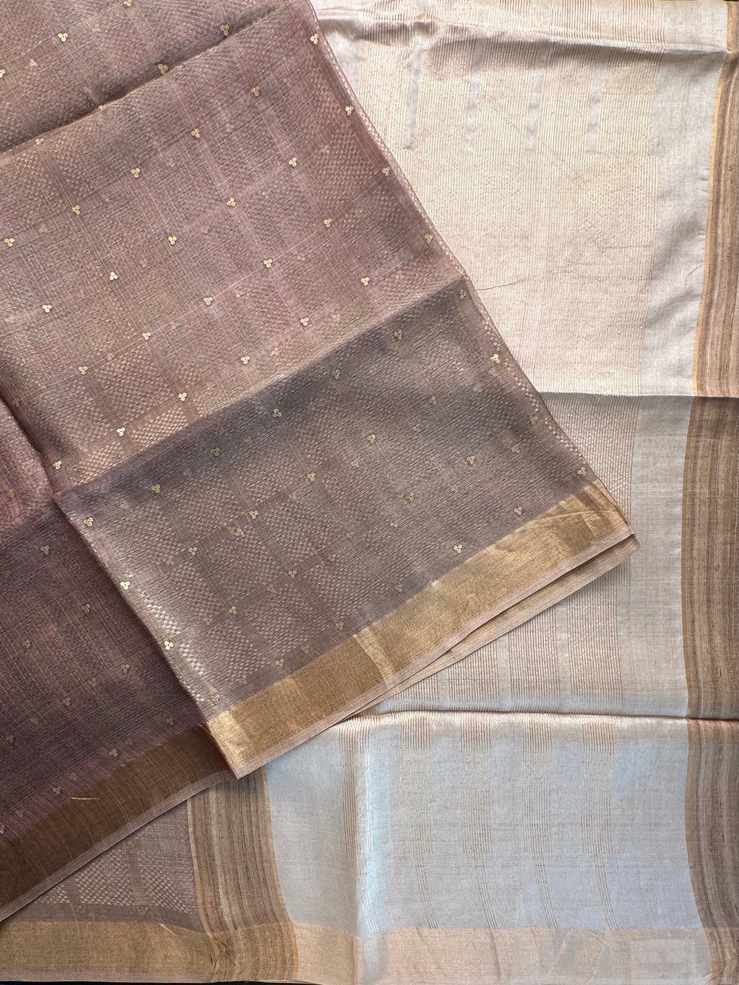 Mauve Emboss Pure Tissue Silk Saree
