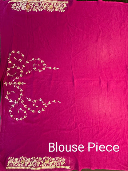 Bandhej Work Chinon Saree