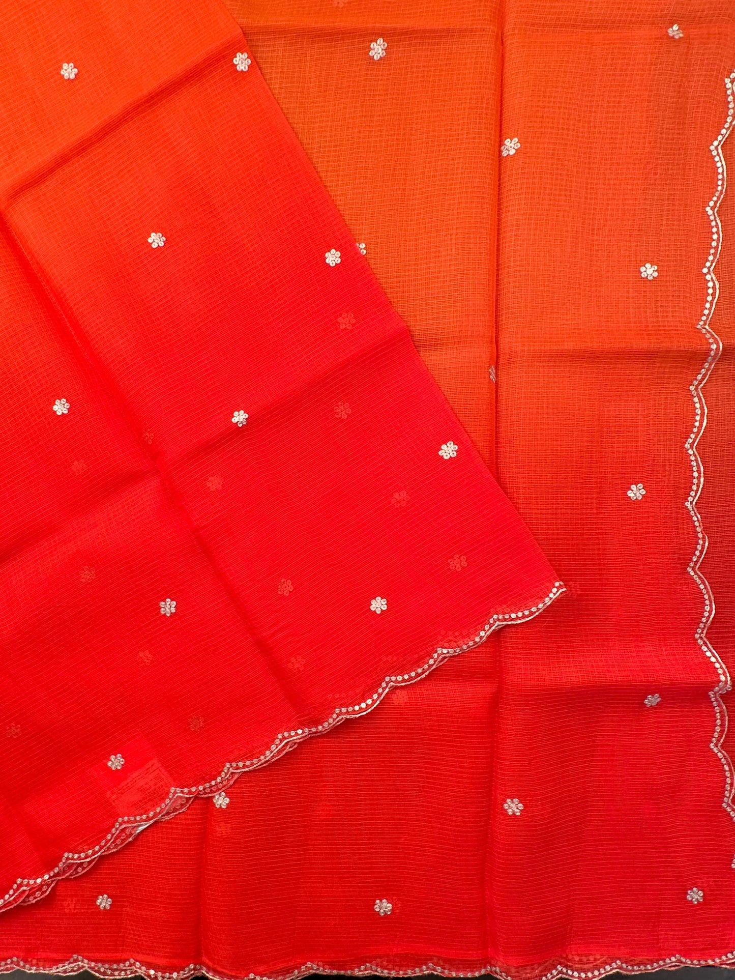 Orange Gitika Kota Doria Pure Silk Saree