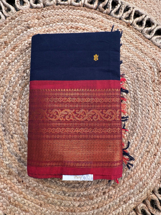 Navy Blue Narayanpet Cotton Saree
