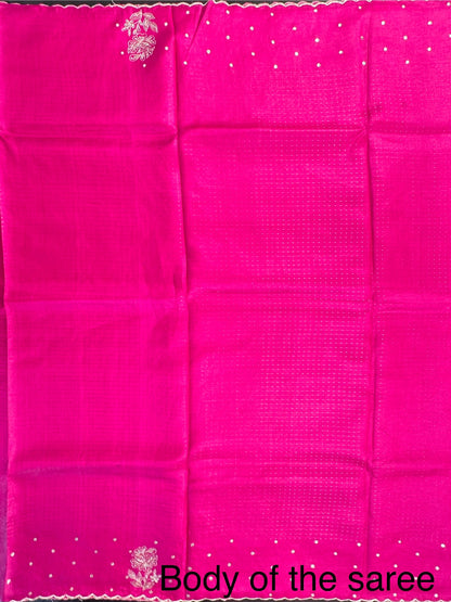 Rani Aari Work Pure Tussar Silk Saree