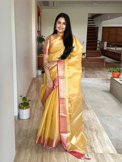 Yellow Amrit Tissue Saree