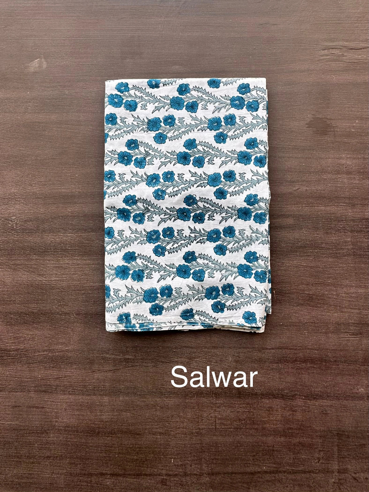 Blue Chanderi Khadi Hand Block Printed 3-Piece Unstitched Suit