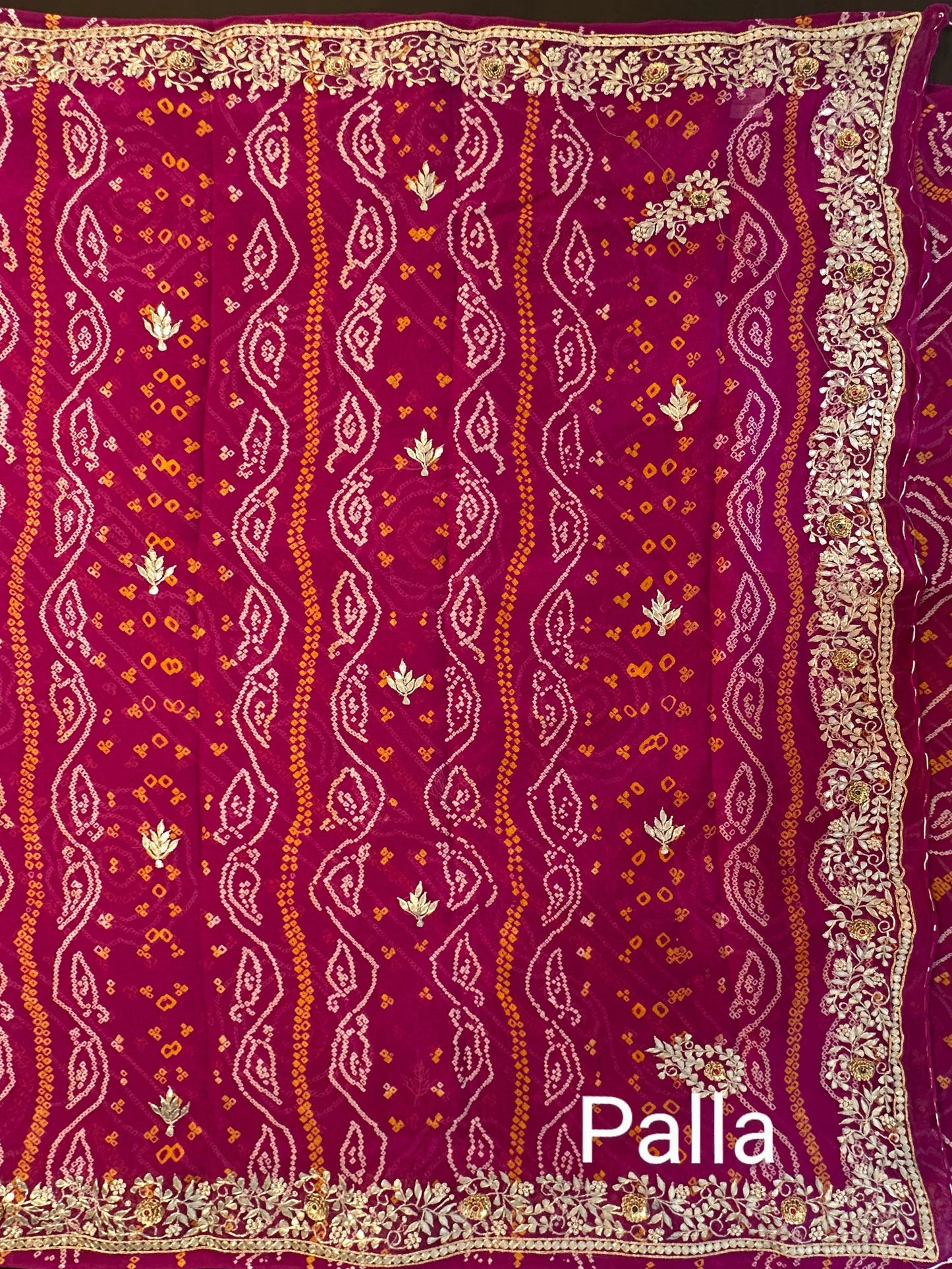 Bandhej Work Chinon Saree