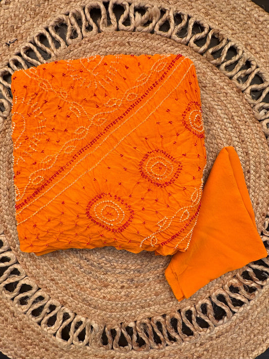 Yellow Rai Bandhej Chinon Saree