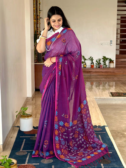 Kaantha Embroidery Cotton Saree