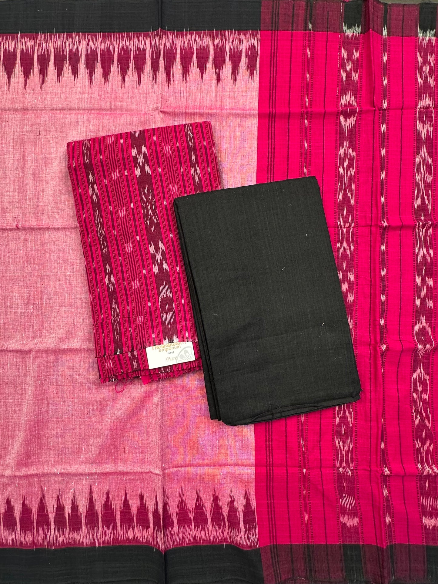 Magenta Sambhalpuri Ikkat Handloom Cotton  3-Piece Suit