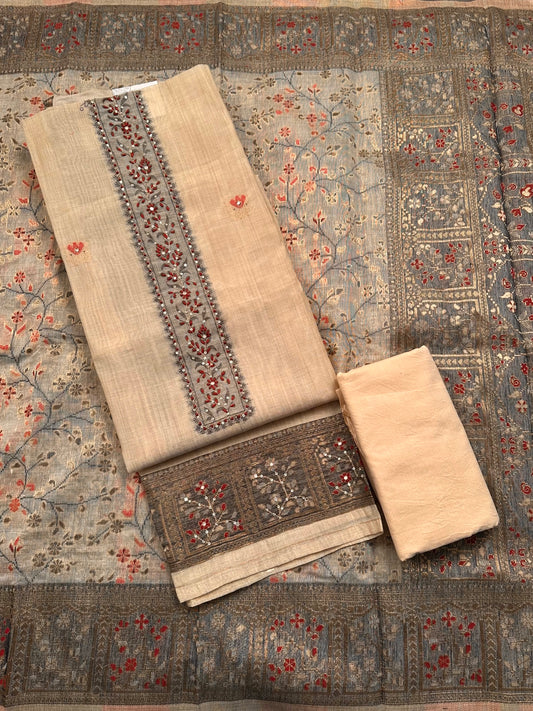 Cream Cotton 3-Piece Suit